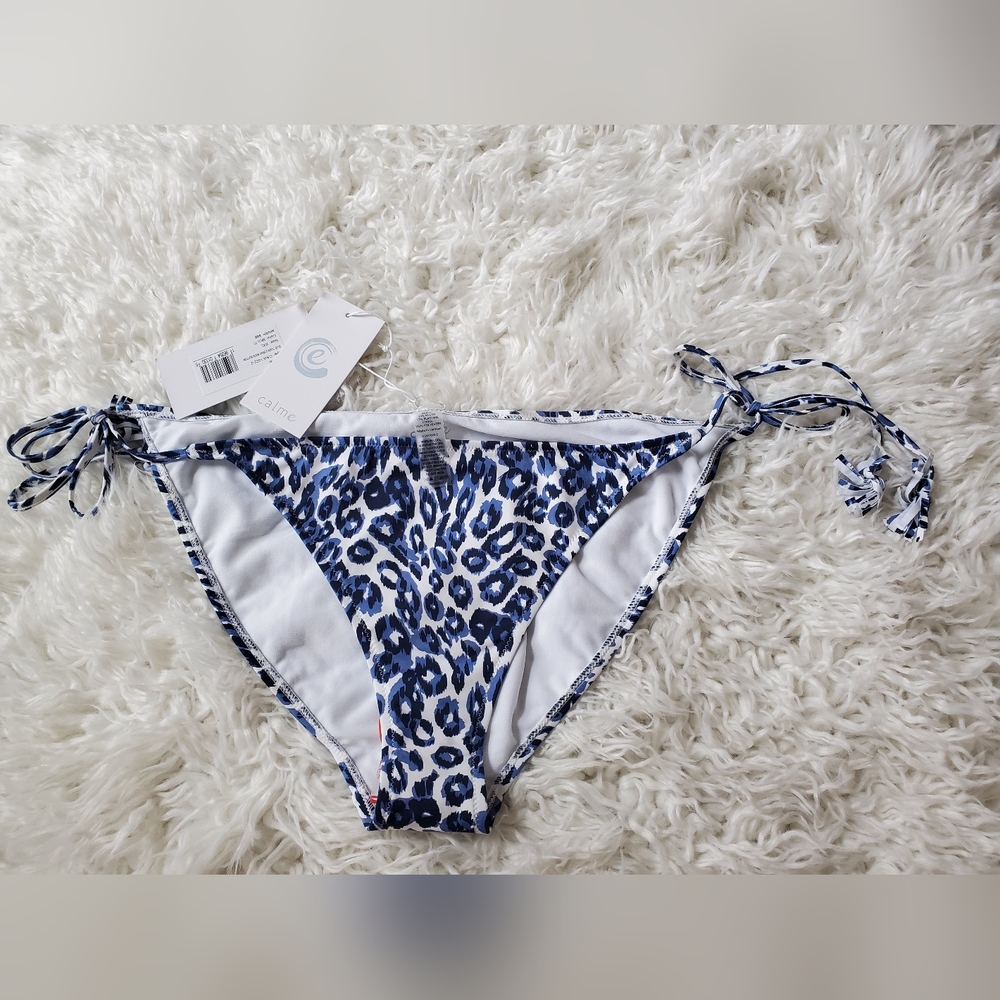 NWT Calme By Johnny Was Blue Tiger String Bikini Bottom Only size XXL $98